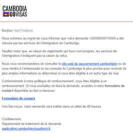 cambodge visa email refuse mini